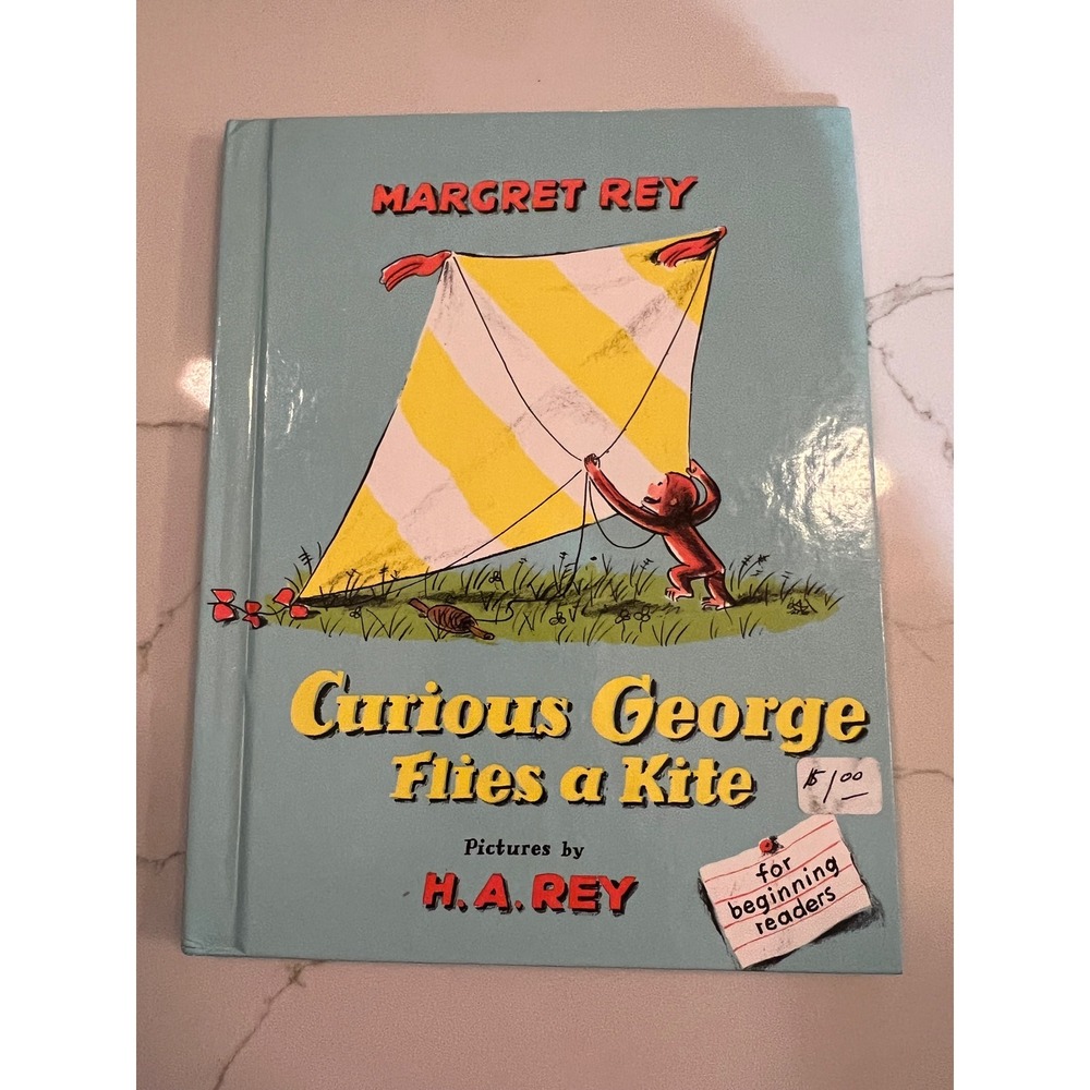 Curious George Flies a Kite Hardcover Book Margret & H.A. Rey Weekly Reader 1958